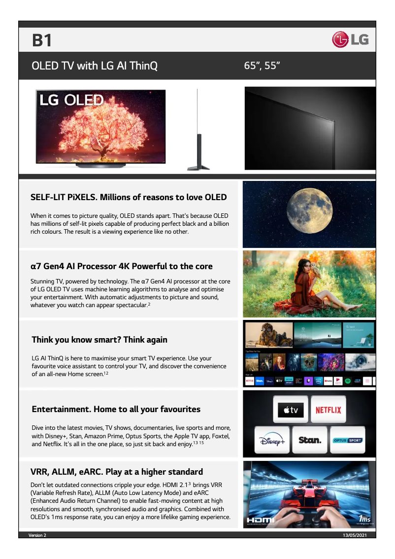 Imagen de la primera página del manual del dispositivo OLED55B1PTA