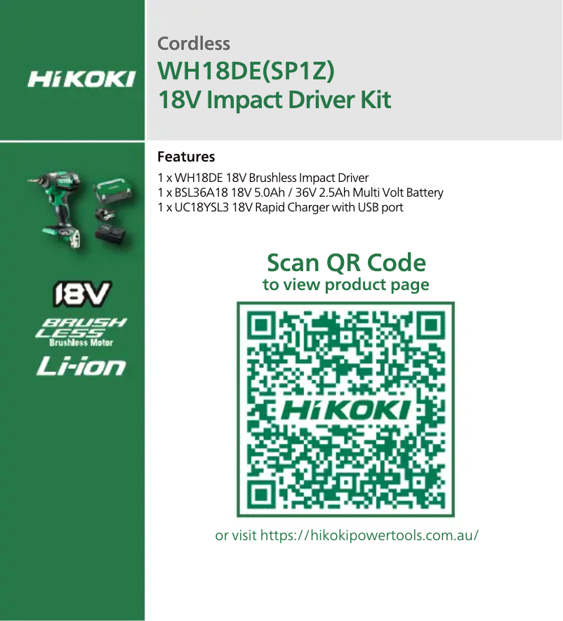 Página 1 del manual Ficha técnica HiKOKI WH18DE