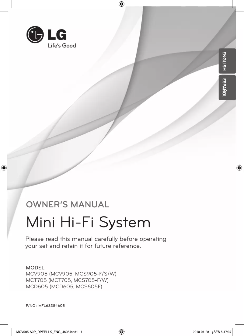 Página nº 1 - Manual de usuario LG MCV905