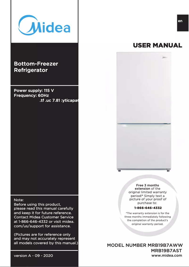 Página 1 del manual Manual de usuario Midea MRB19B7AST