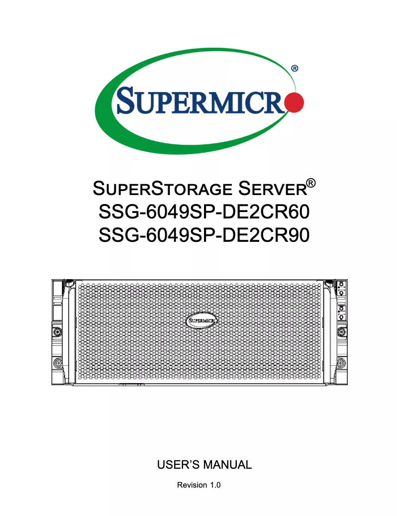 Imagen de la primera página del manual del dispositivo SuperStorage SSG-6049SP-DE2CR90