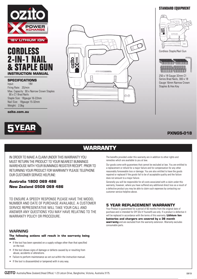 Imagen de la primera página del manual del dispositivo PXNGS-018