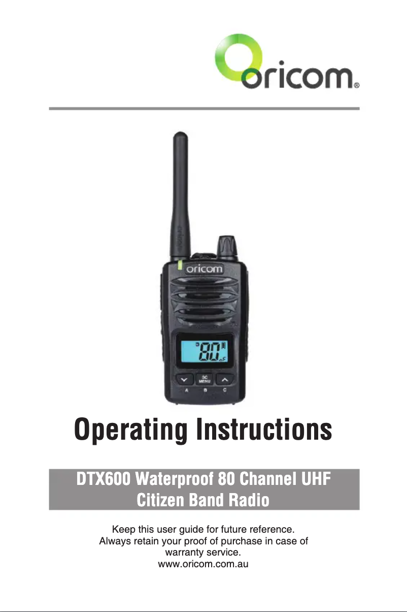 Página 1 del manual Manual de usuario Oricom DTX600