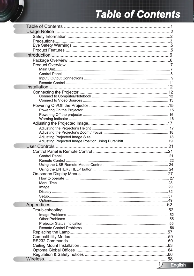 Página 1 del manual Manual de usuario Optoma TW766W