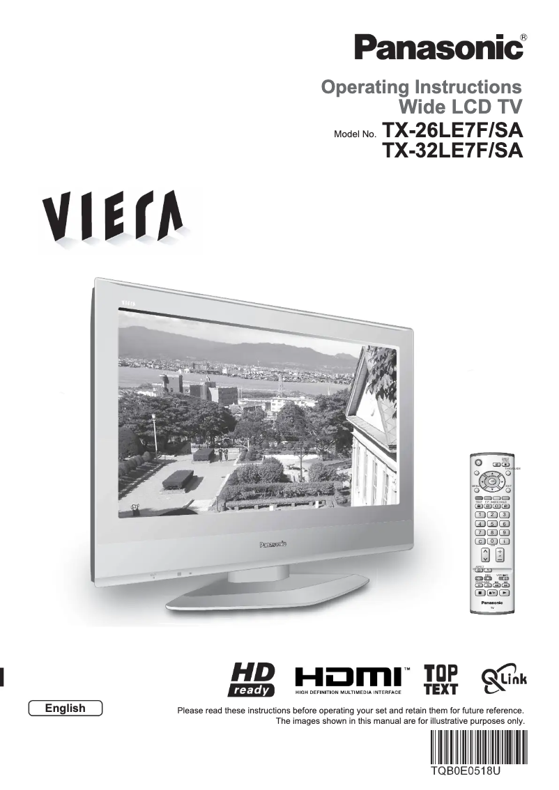 Imagen de la primera página del manual del dispositivo Viera TX-26LE7FSA