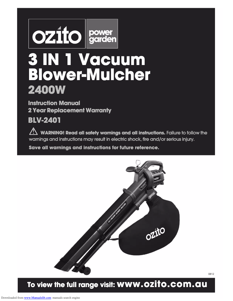 Imagen de la primera página del manual del dispositivo BLV-2401