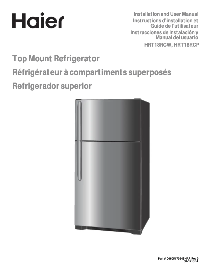 Imagen de la primera página del manual del dispositivo HRT18RCPW