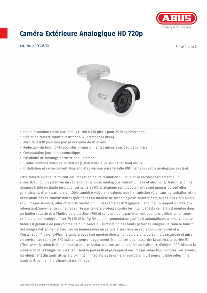 Imagen de la primera página del manual del dispositivo HDCC41500