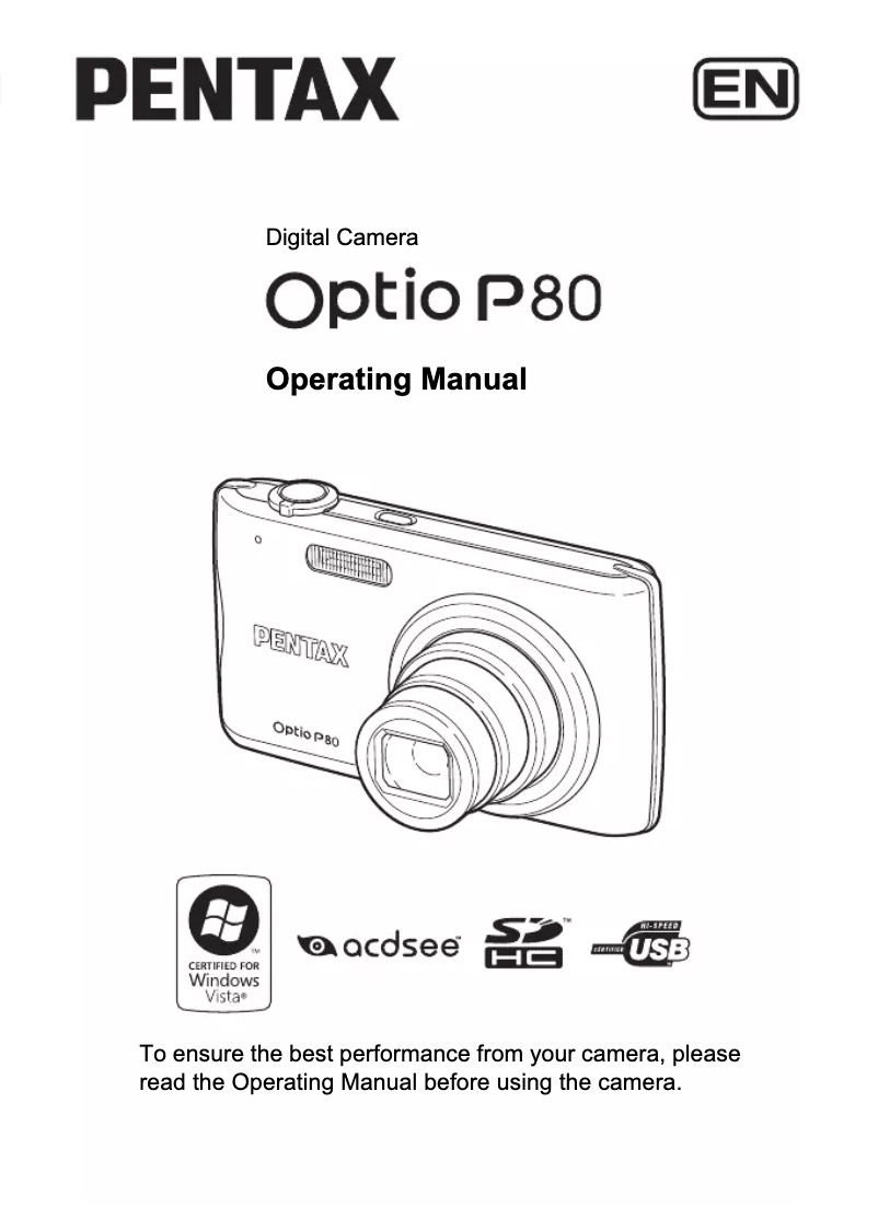 Imagen de la primera página del manual del dispositivo Optio P80