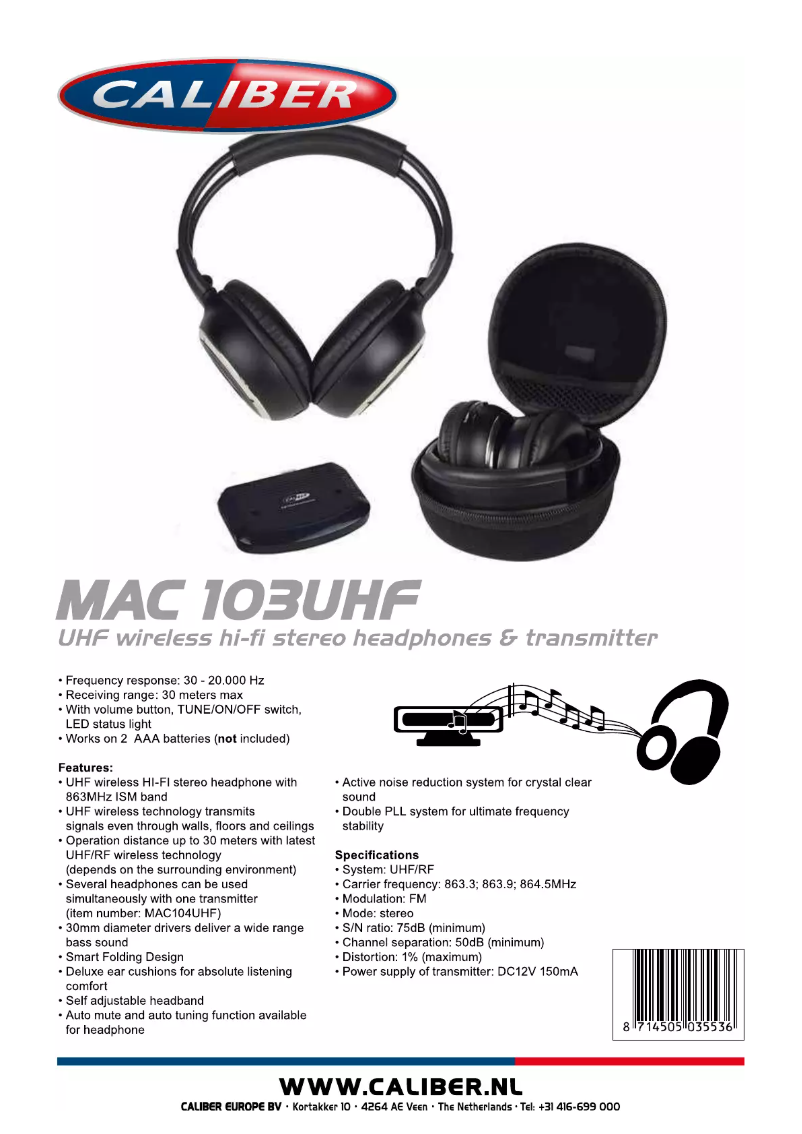 Página 1 del manual Manual de usuario Caliber MAC 103UHF