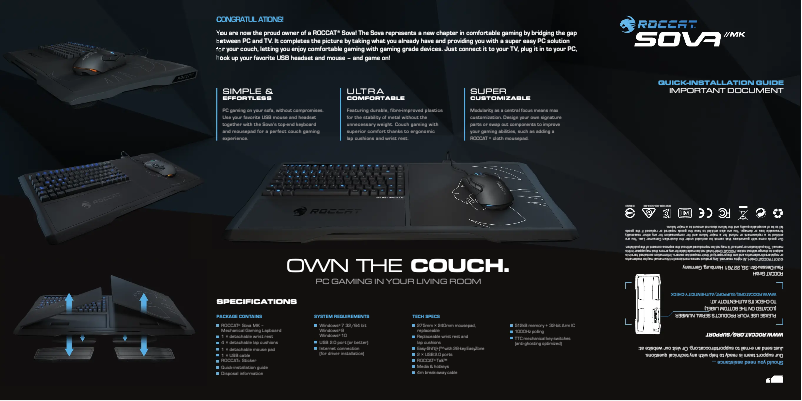 Imagen de la primera página del manual del dispositivo Sova