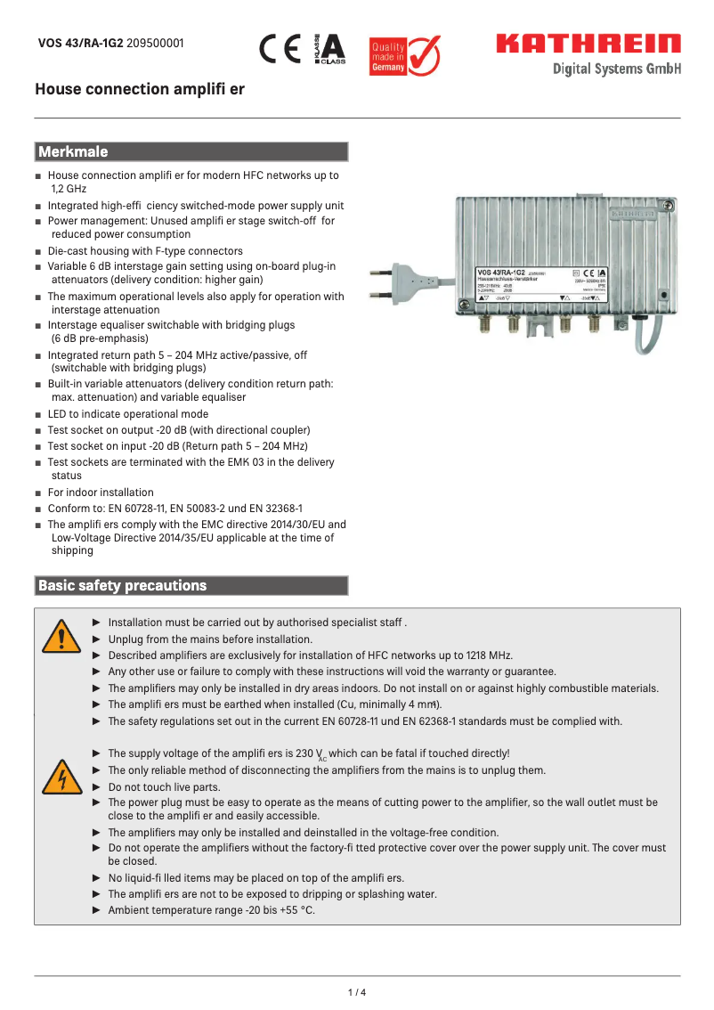 Página 1 del manual Manual de usuario Kathrein VOS 43/RA-1G2