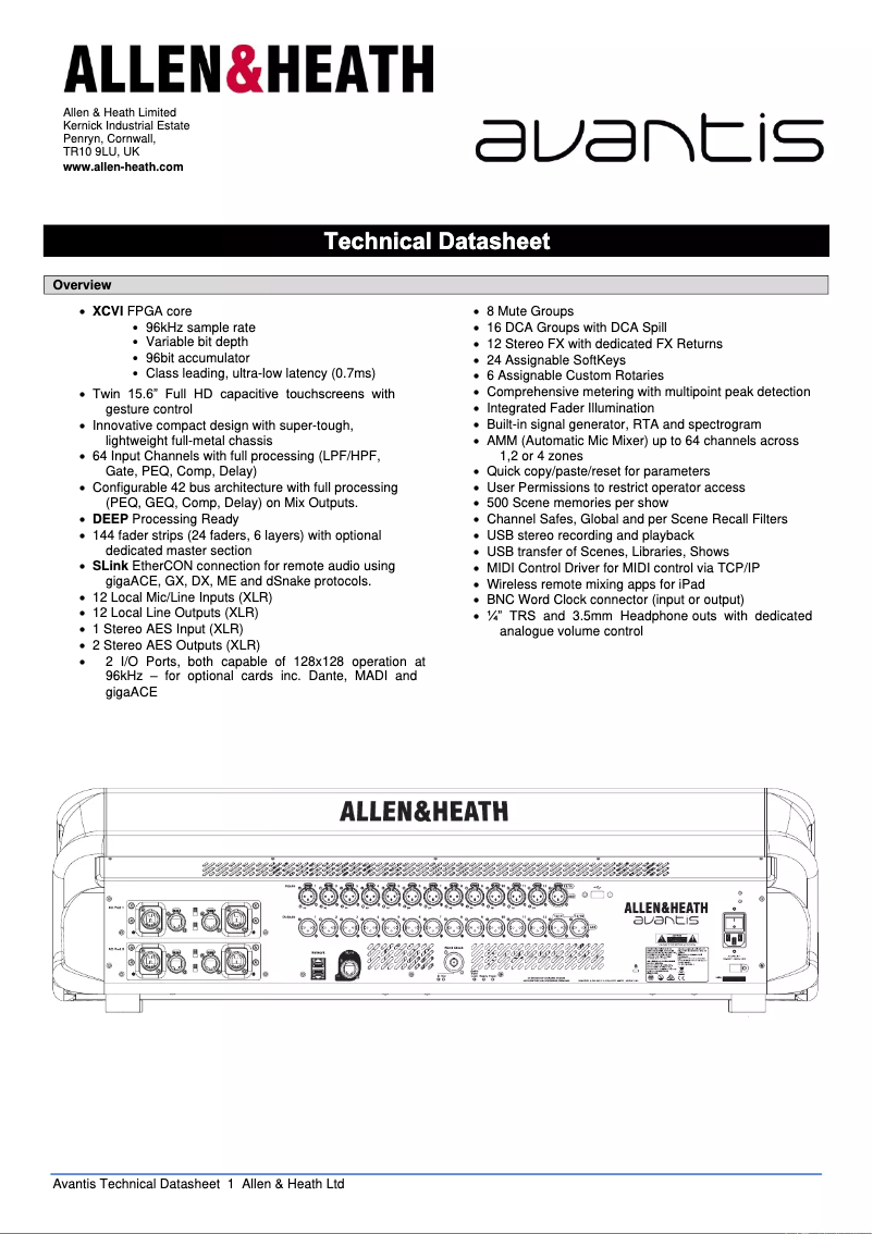 Imagen de la primera página del manual del dispositivo Avantis