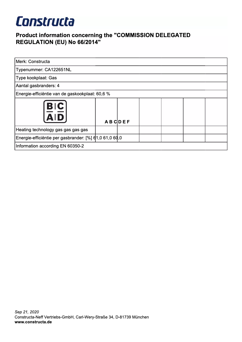 Página 1 del manual Manual de usuario Constructa CA122651NL