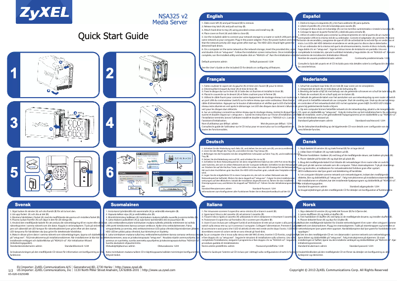 Imagen de la primera página del manual del dispositivo NSA325 v2