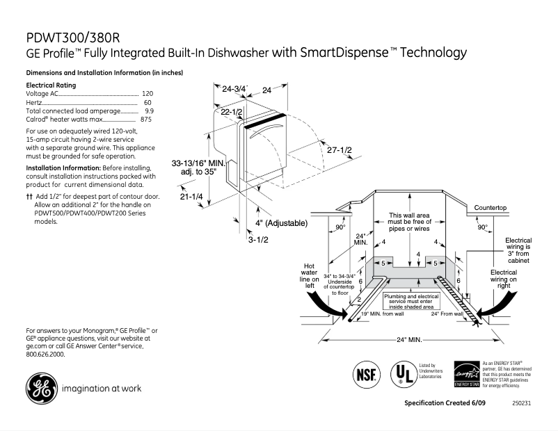 Imagen de la primera página del manual del dispositivo Profile PDWT380RSS