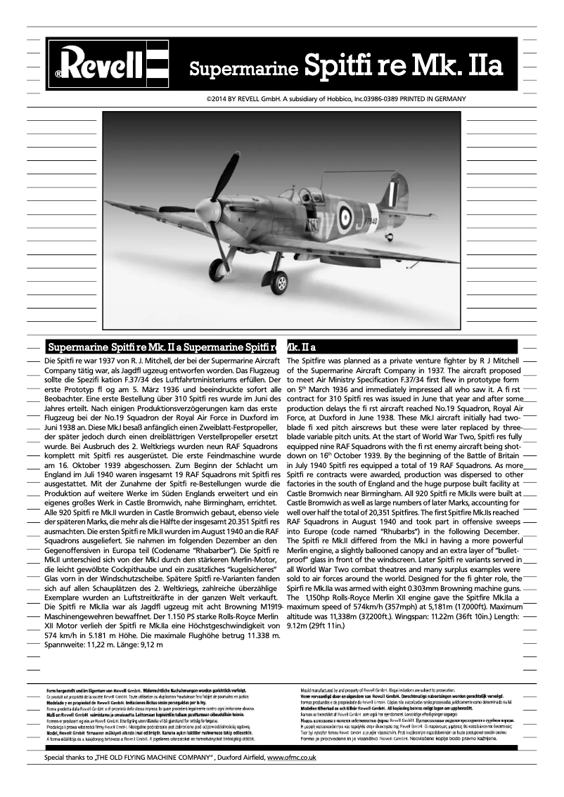 Página 1 del manual Manual de usuario Revell Supermarine SPITFIRE Mk.IIa