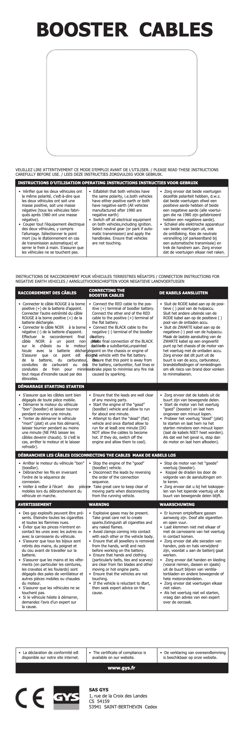 Imagen de la primera página del manual del dispositivo Jump Leads PRO 320A