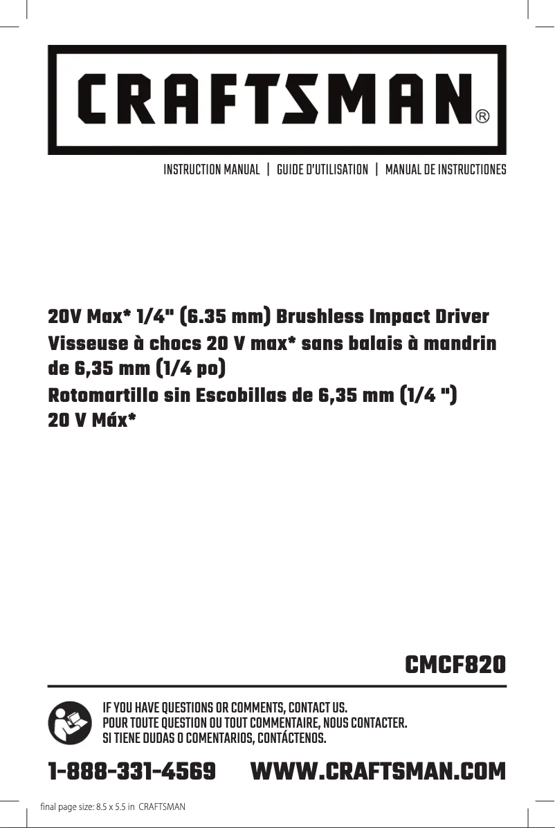 Imagen de la primera página del manual del dispositivo CMCF820D2
