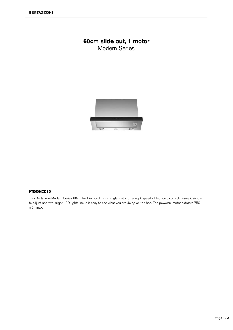 Página 1 del manual Ficha técnica Bertazzoni KTE60MOD1B