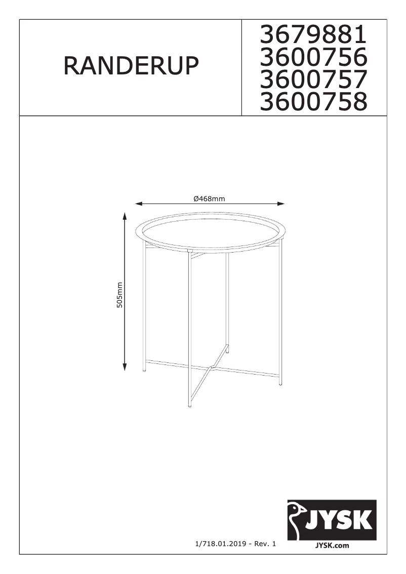 Página nº 1 - Manual de usuario JYSK Randerup