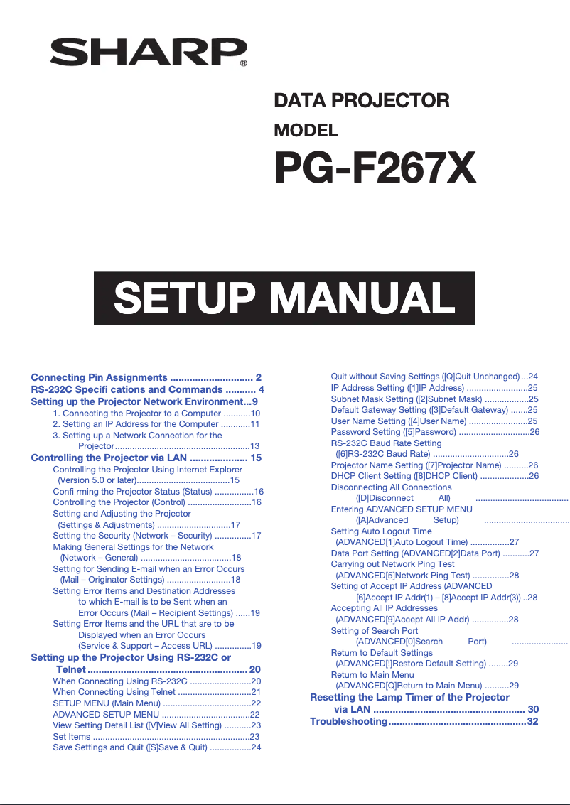 Página nº 1 - Manual de usuario Sharp PGF-267X