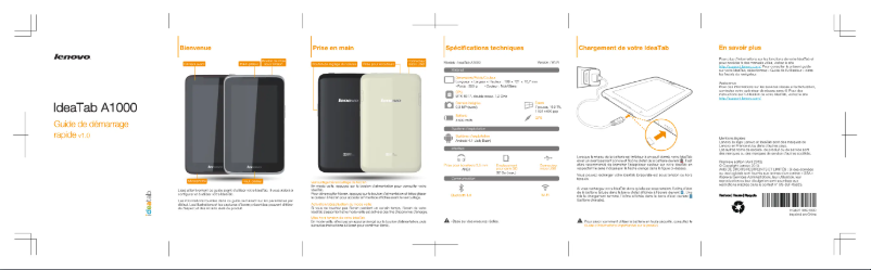 Imagen de la primera página del manual del dispositivo IdeaTab A1000