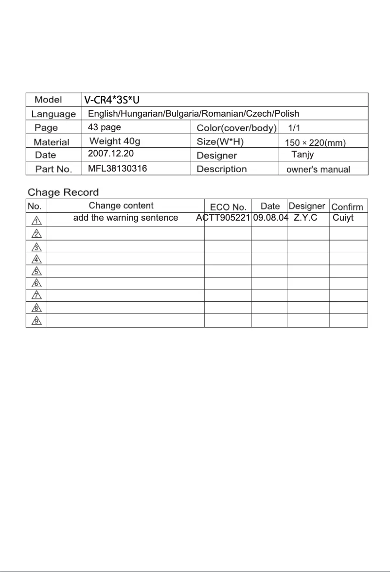 Página 1 del manual Manual de usuario LG V-CR403STU