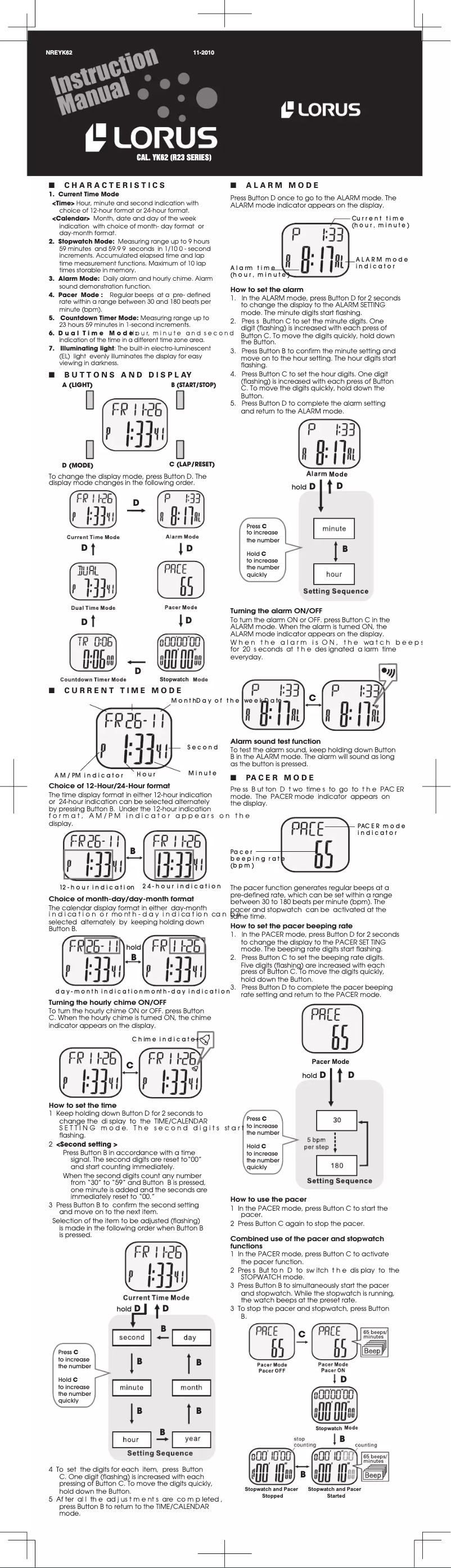 Imagen de la primera página del manual del dispositivo YK62