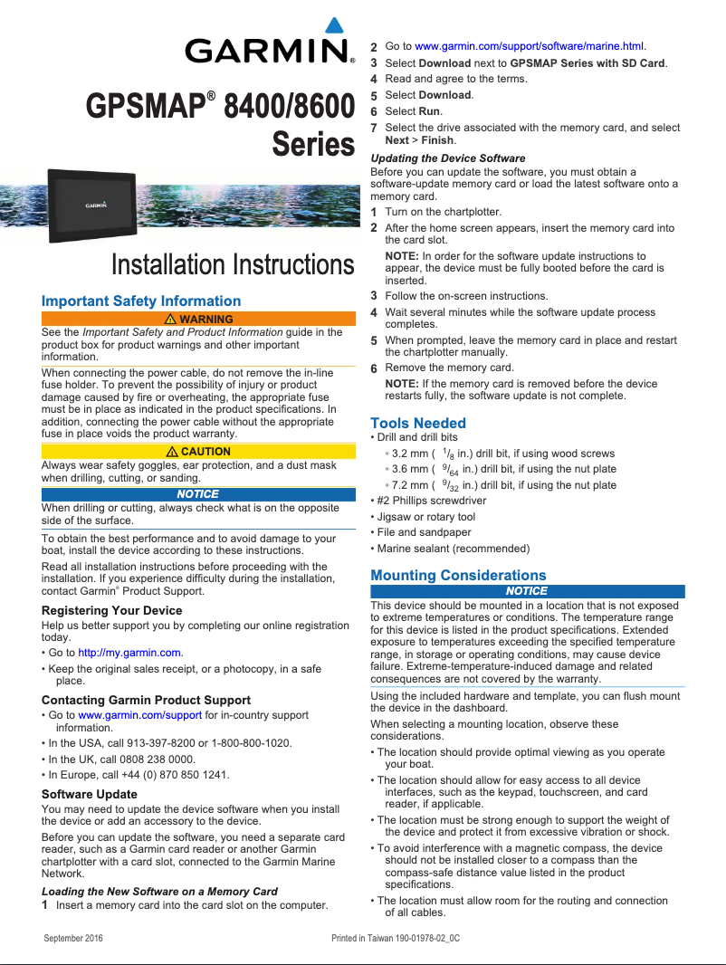 Imagen de la primera página del manual del dispositivo GPSMAP 8400
