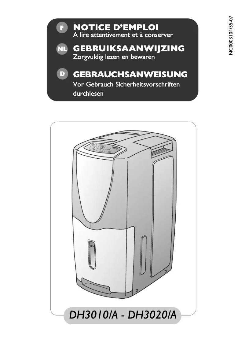 Imagen de la primera página del manual del dispositivo DH3010/A