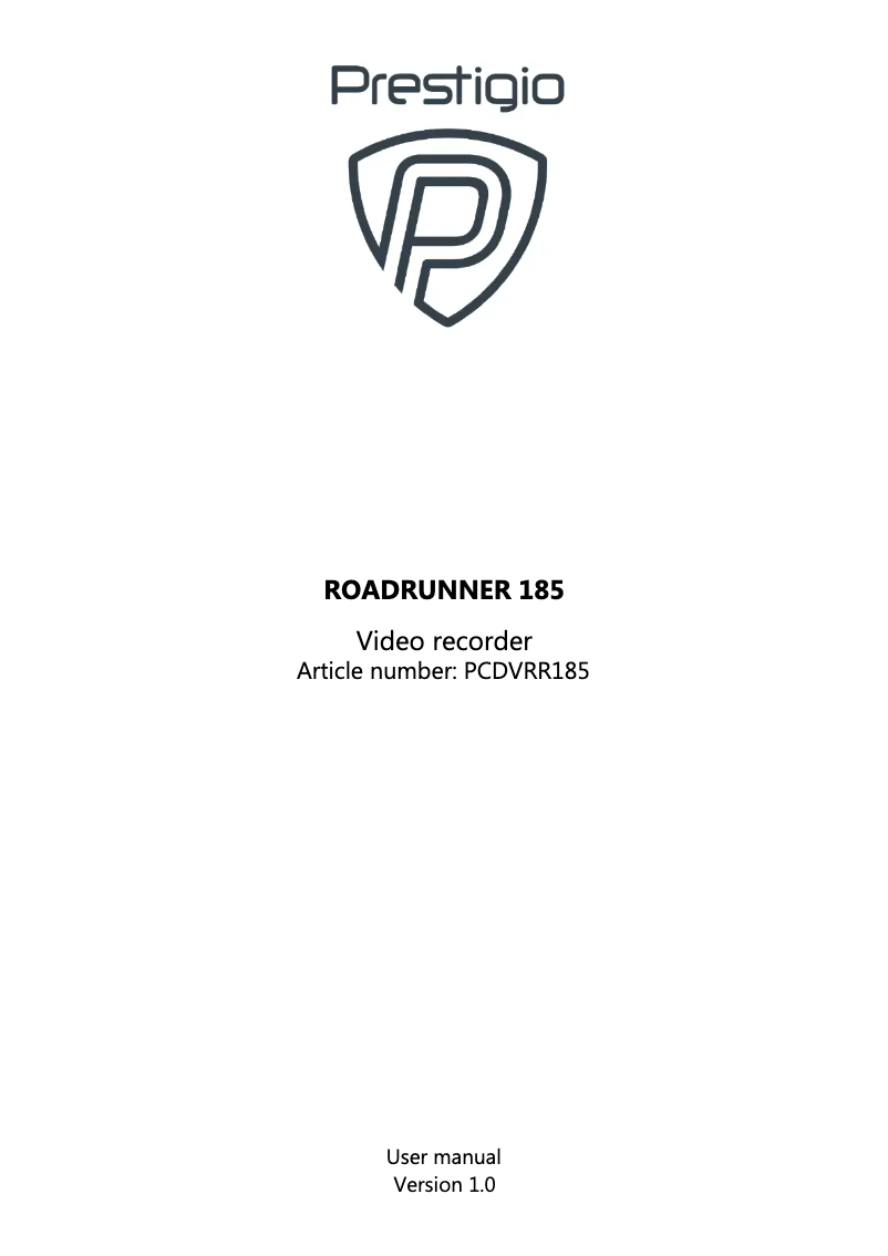 Imagen de la primera página del manual del dispositivo RoadRunner 185