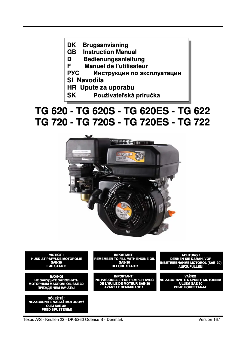 Página 1 del manual Manual de usuario Texas TG720ES