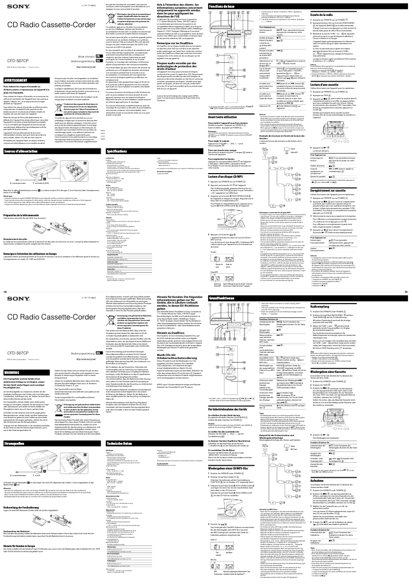 Imagen de la primera página del manual del dispositivo CFD-S07CP