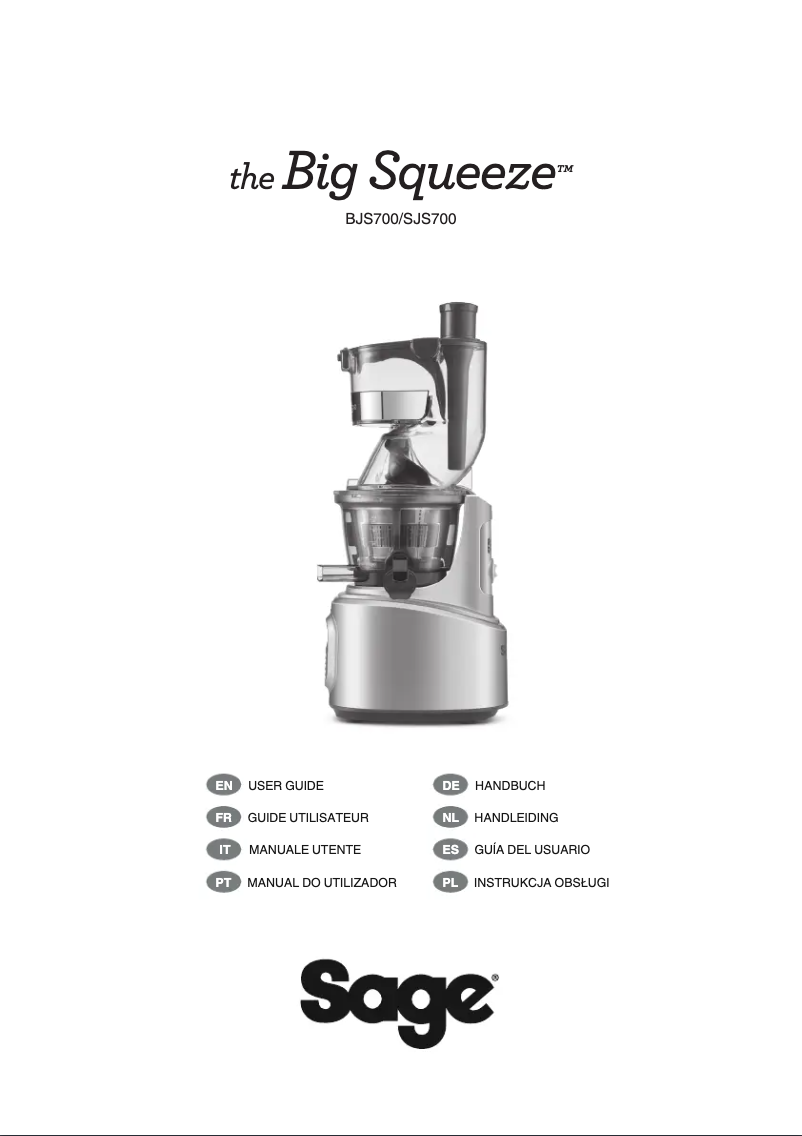 Imagen de la primera página del manual del dispositivo The Big Squeeze SJS700