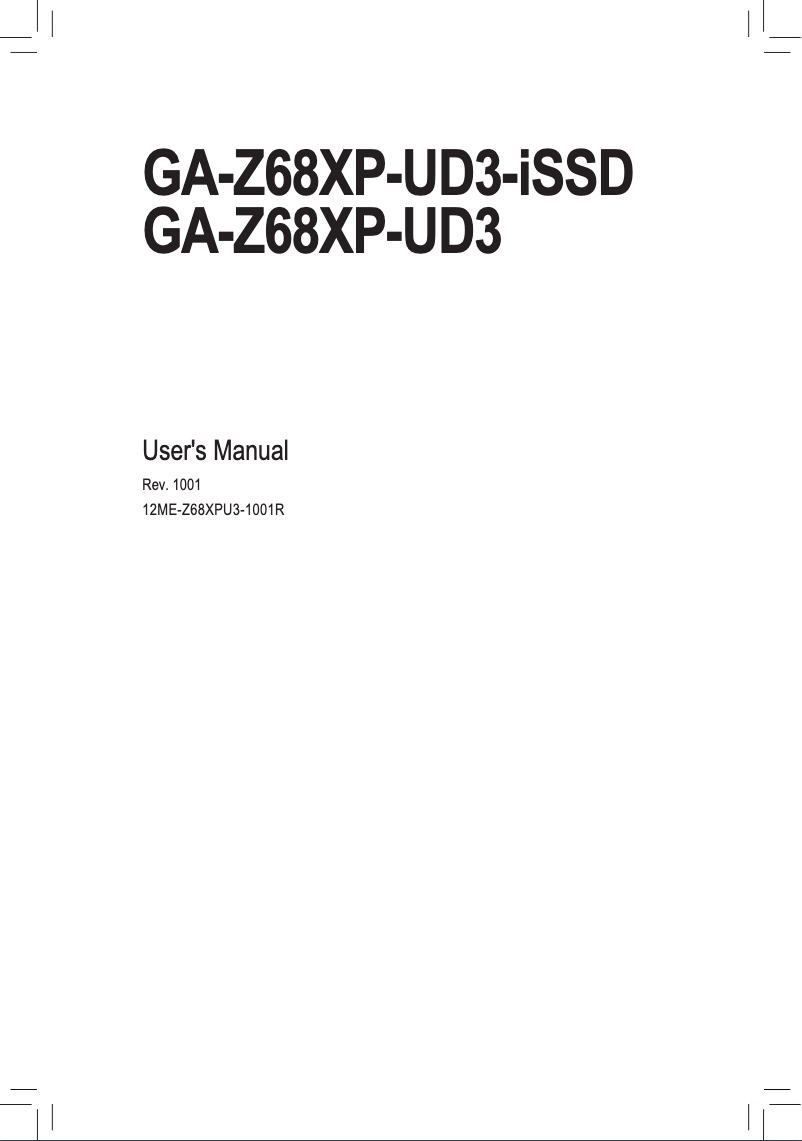 Página 1 del manual Manual de usuario Gigabyte GA-Z68XP-UD3-iSSD