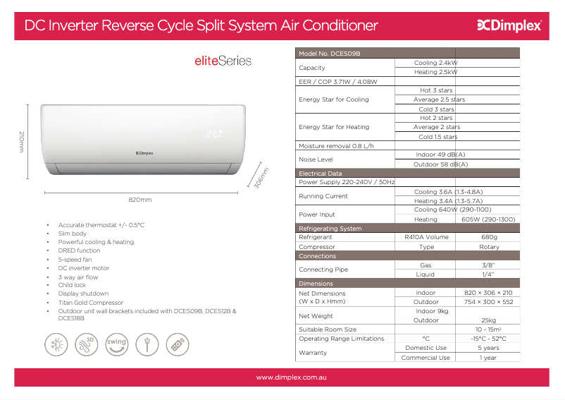 Imagen de la primera página del manual del dispositivo DCES09B