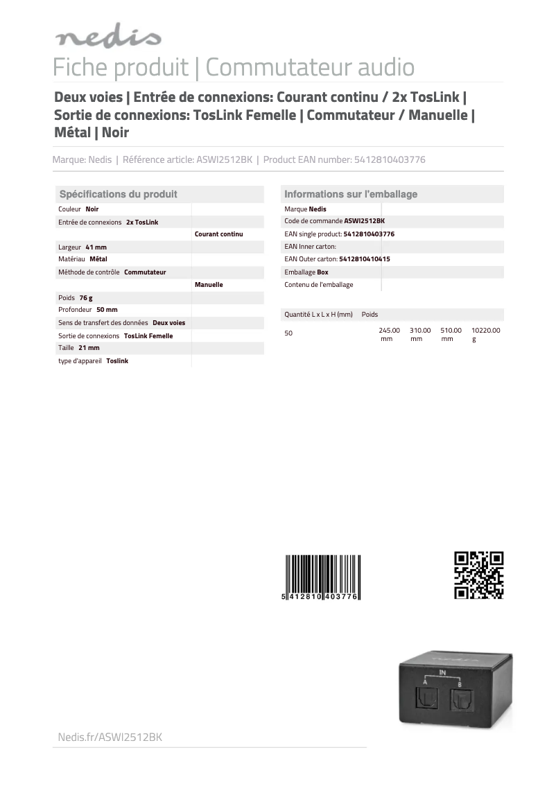 Página 1 del manual Manual de usuario Nedis ASWI2512BK