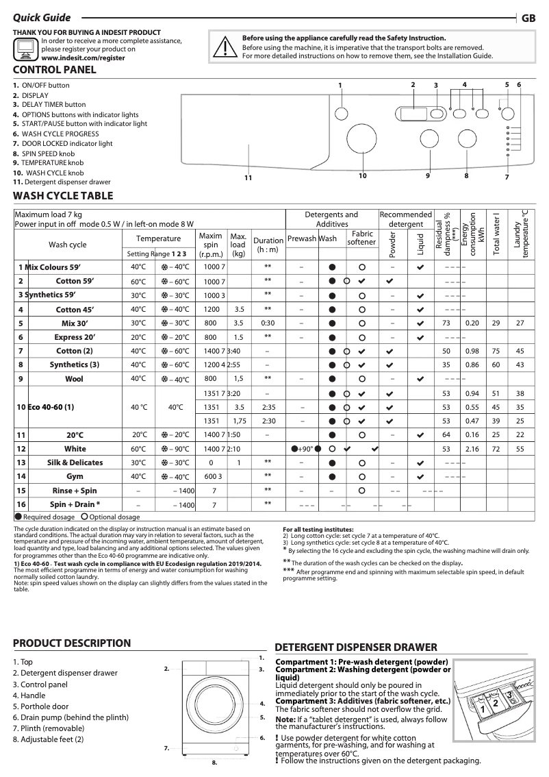 Imagen de la primera página del manual del dispositivo EWD 71453 W UK N