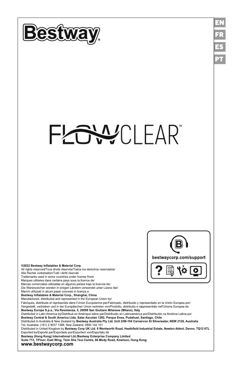 Imagen de la primera página del manual del dispositivo Flowclear 58677