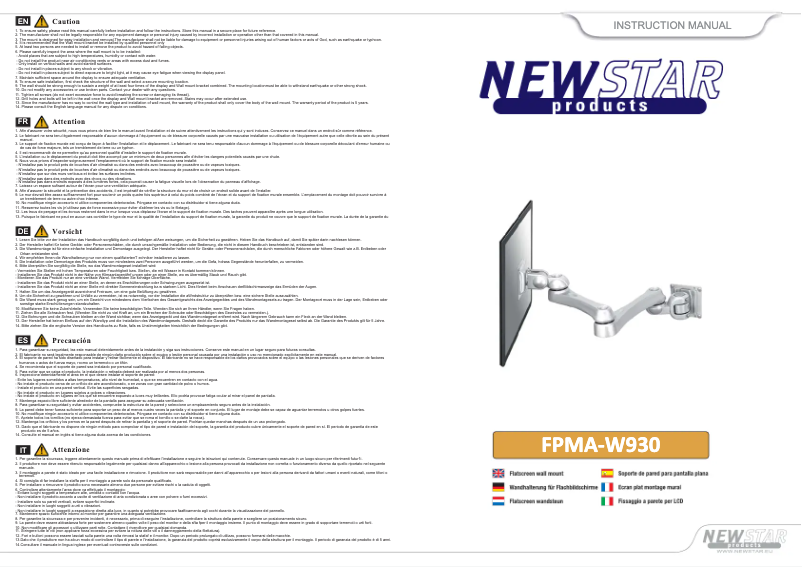 Página 1 del manual Manual de usuario Newstar FPMA-W930