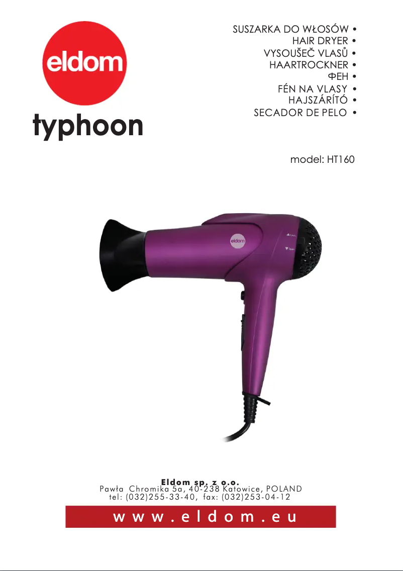 Página 1 del manual Manual de usuario Eldom Typhoon HT160