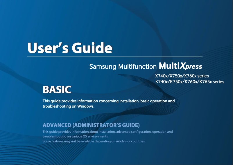 Imagen de la primera página del manual del dispositivo MultiXpress SL-X7500GX