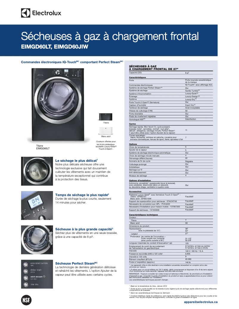 Página 1 del manual Ficha técnica Electrolux EIMGD60LT