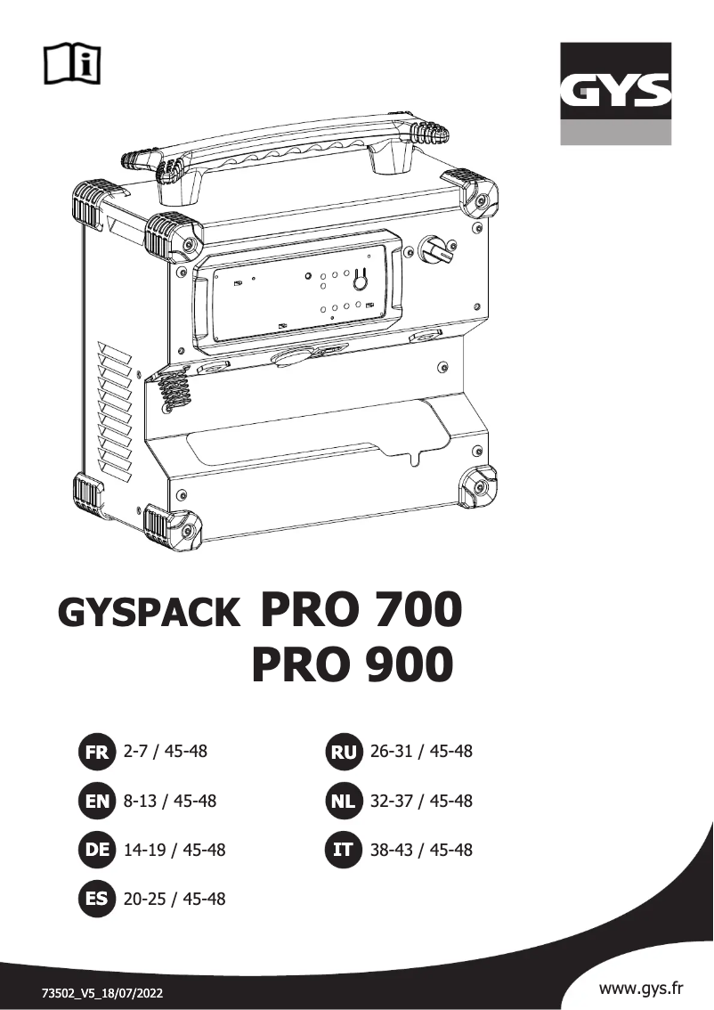 Imagen de la primera página del manual del dispositivo Gyspack PRO 700