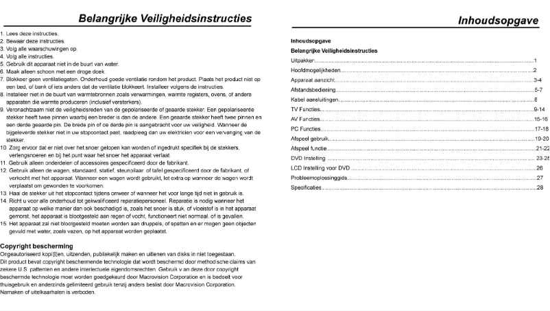 Imagen de la primera página del manual del dispositivo TV-DVD2071