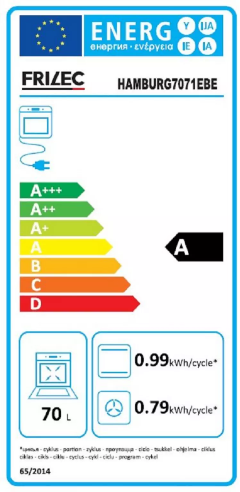 Página 1 del manual Etiqueta energética Frilec HAMBURG7071EBE