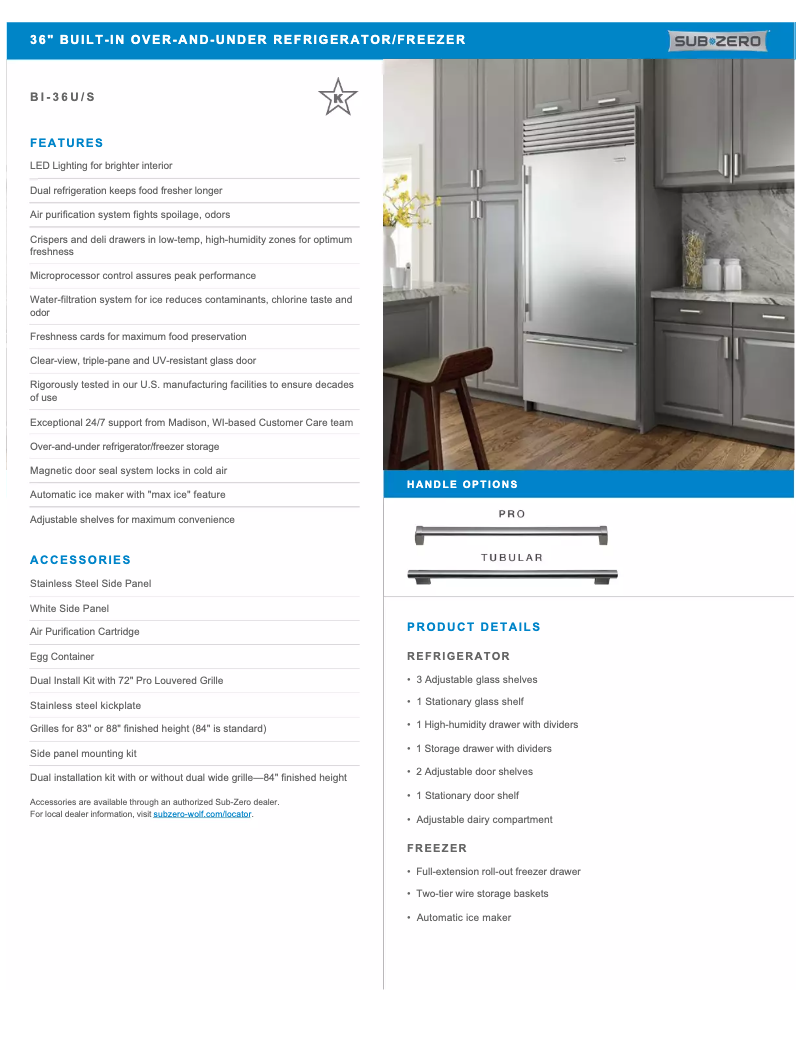 Página 1 del manual Manual de usuario Sub-Zero BI-36U/S/PH-LH