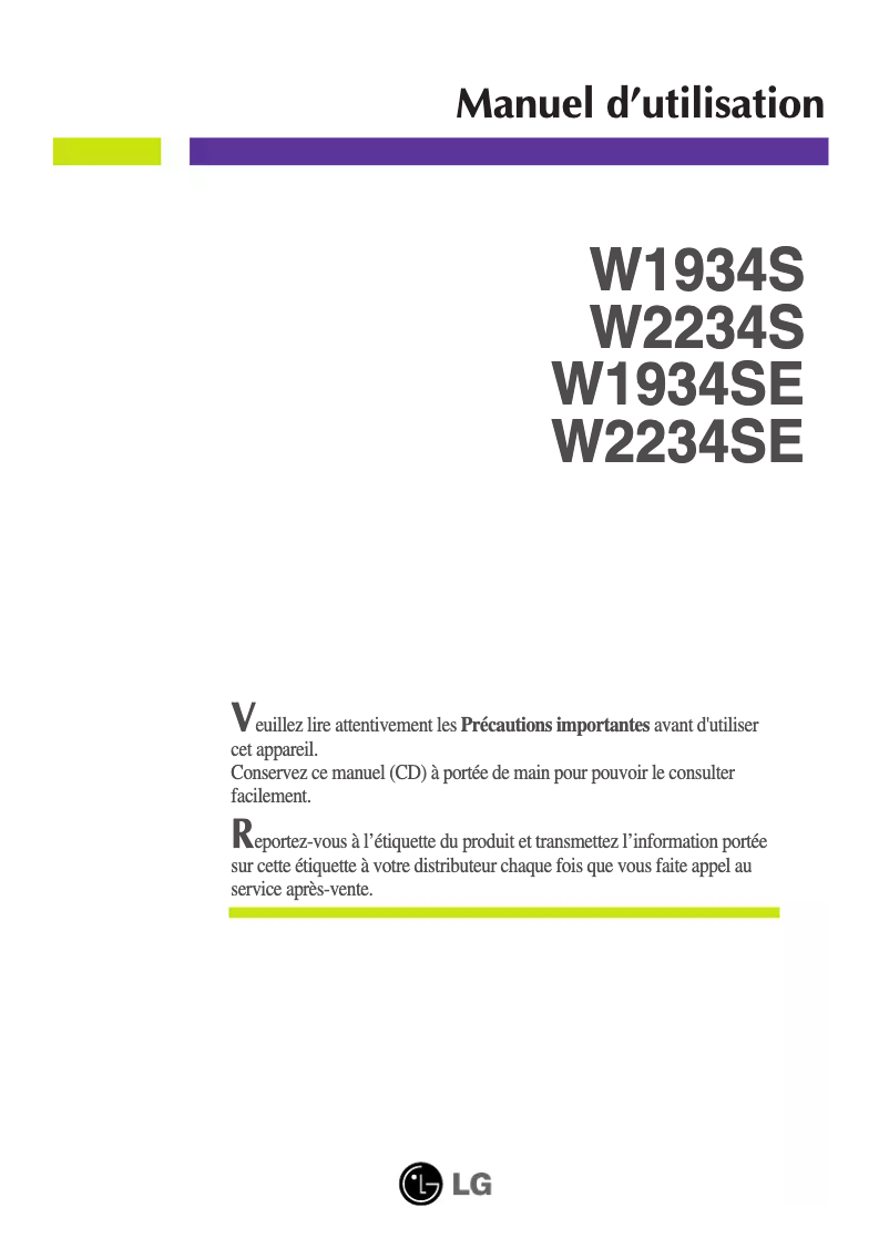 Página nº 1 - Manual de usuario LG W2234S-BN