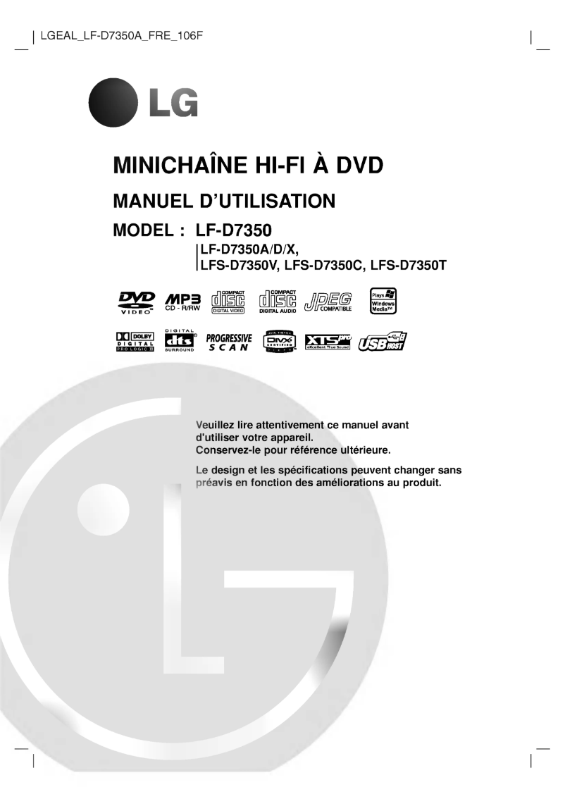 Imagen de la primera página del manual del dispositivo LF-D7350A